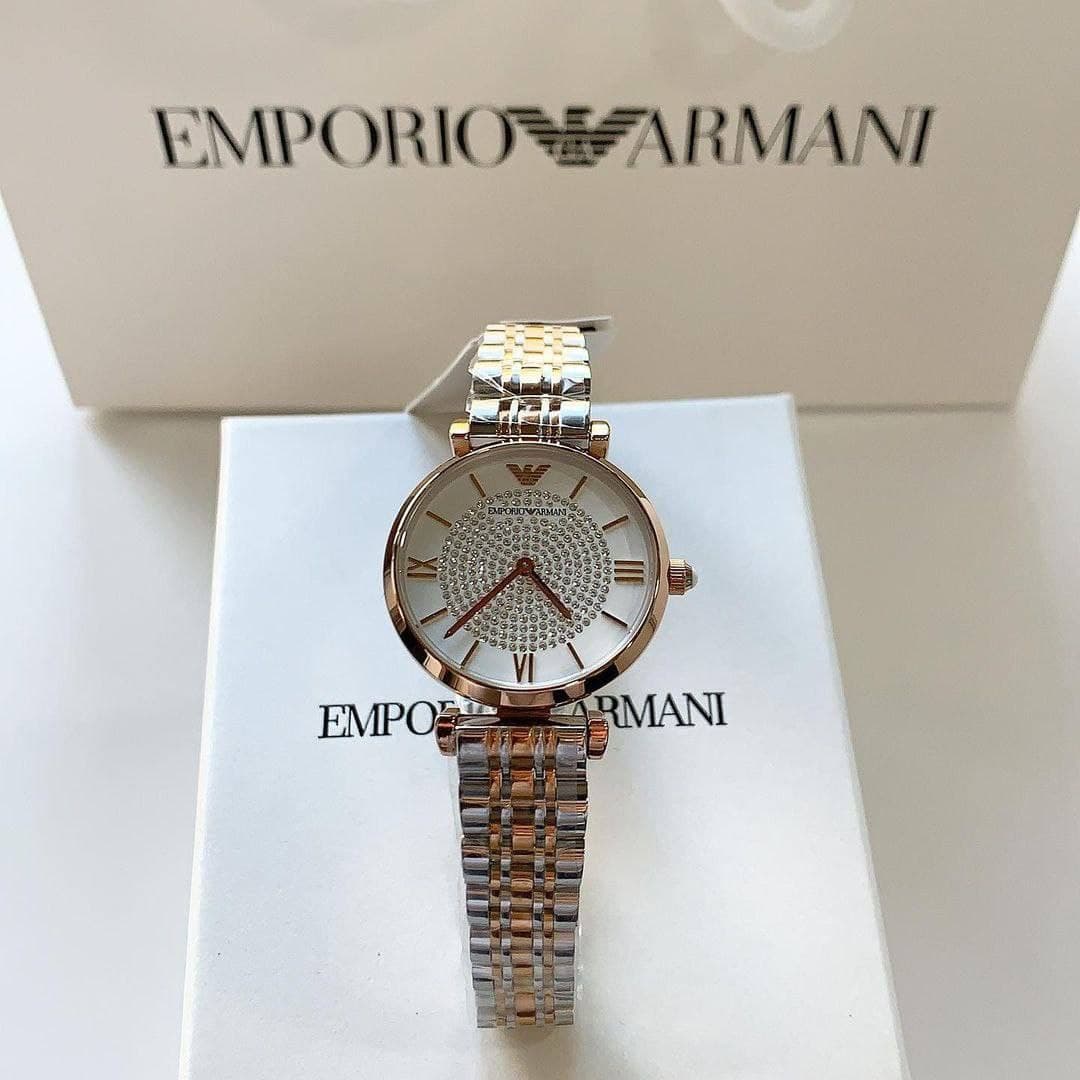 Emporio Armani AR11244 Inspired Women's Diamond Studded Watch – Dual Tone