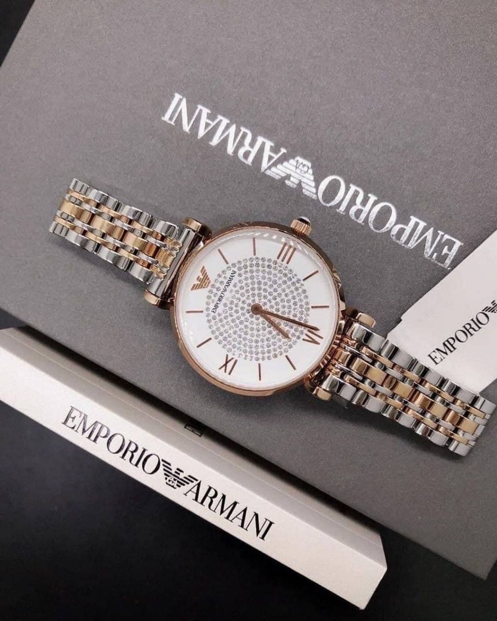 Emporio Armani AR11244 Inspired Women's Diamond Studded Watch – Dual Tone