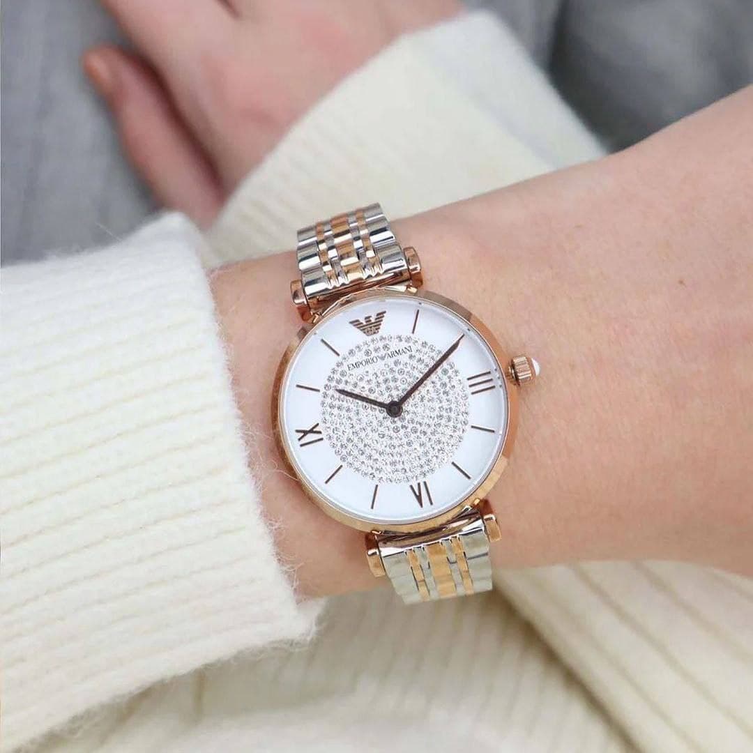 Emporio Armani AR11244 Inspired Women's Diamond Studded Watch – Dual Tone