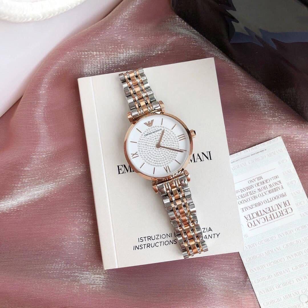 Emporio Armani AR11244 Inspired Women's Diamond Studded Watch – Dual Tone