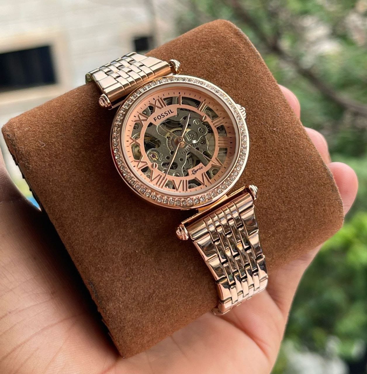 Fossil Premium 7AA Luxury Automatic Women's Watch – Diamond Skeleton Dial
