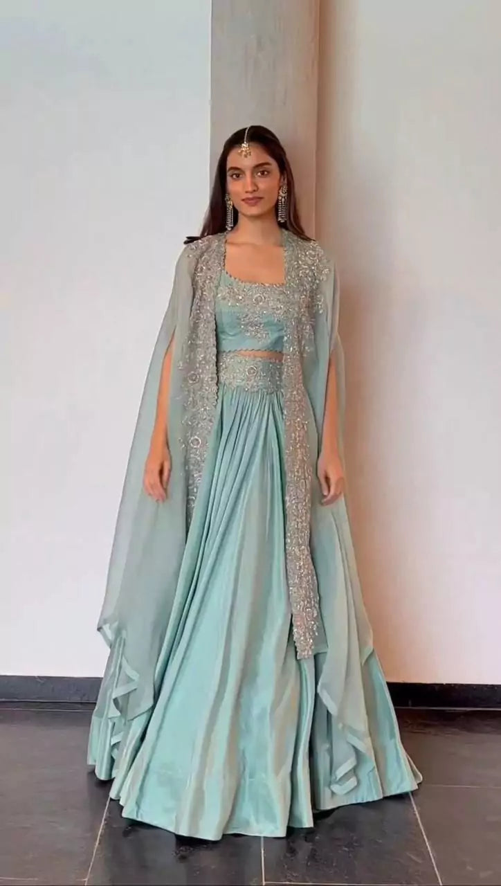 V115I Elegant Pink Chinon Lehenga Set with Organza Shrug – Boutique Heavy Sequence Work