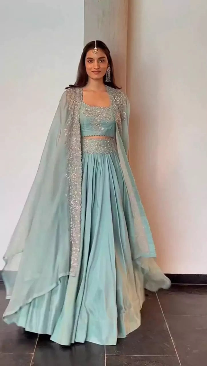 V115I Elegant Pink Chinon Lehenga Set with Organza Shrug – Boutique Heavy Sequence Work