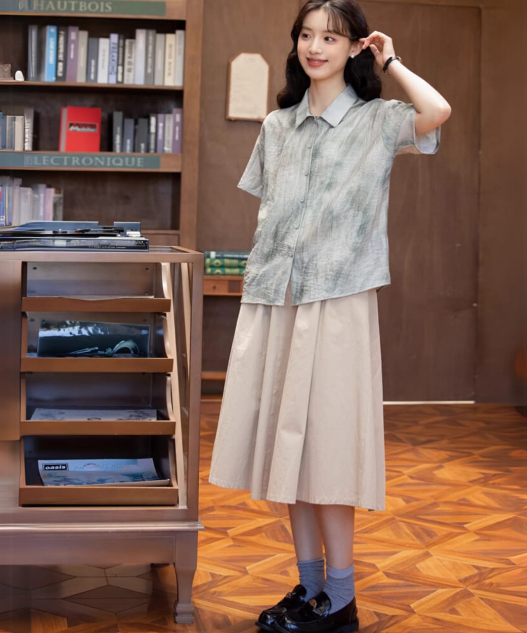 Marble Style Japanese Freesize Shirt – Elegant Casual