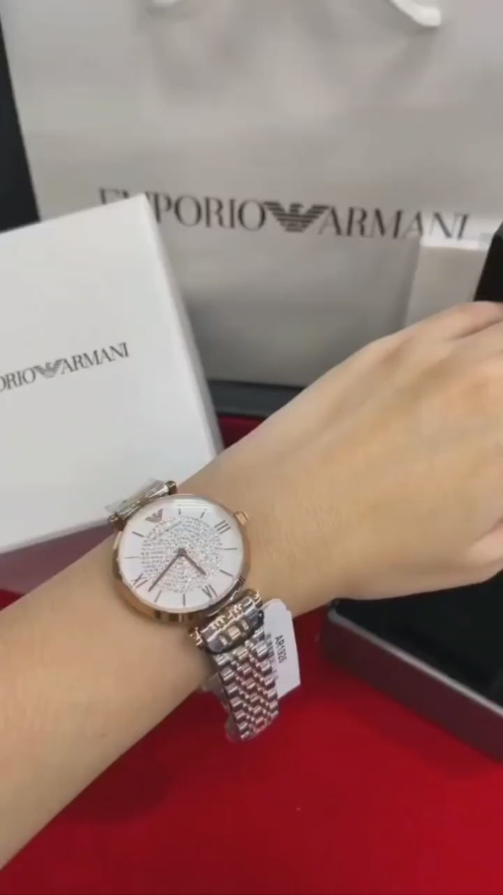 Emporio Armani AR11244 Inspired Women's Diamond Studded Watch – Dual Tone