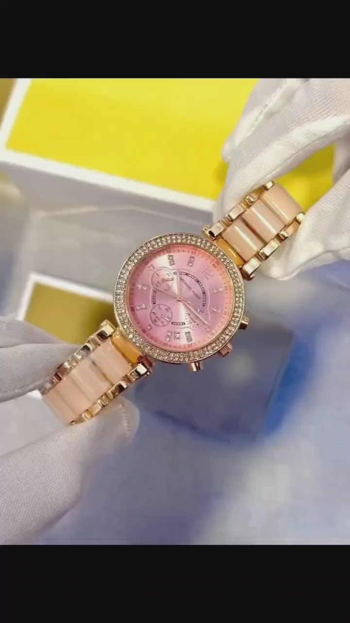 Michael Kors MK5774 Parker Rose Gold & Pink Chronograph Watch for Women – 5A Premium Collection